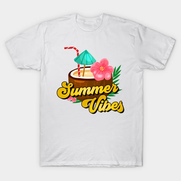 Summertime - Tasty Coconut Summer Vibes T-Shirt by Whimsical Frank